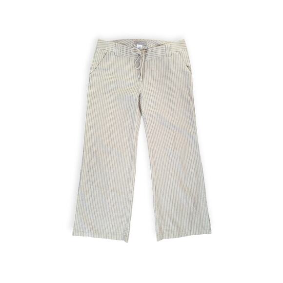 Tex By Max Azria Y2k Linen Blend Stripe Casual Pants - Size 10 - Wide Leg - Picture 1 of 3